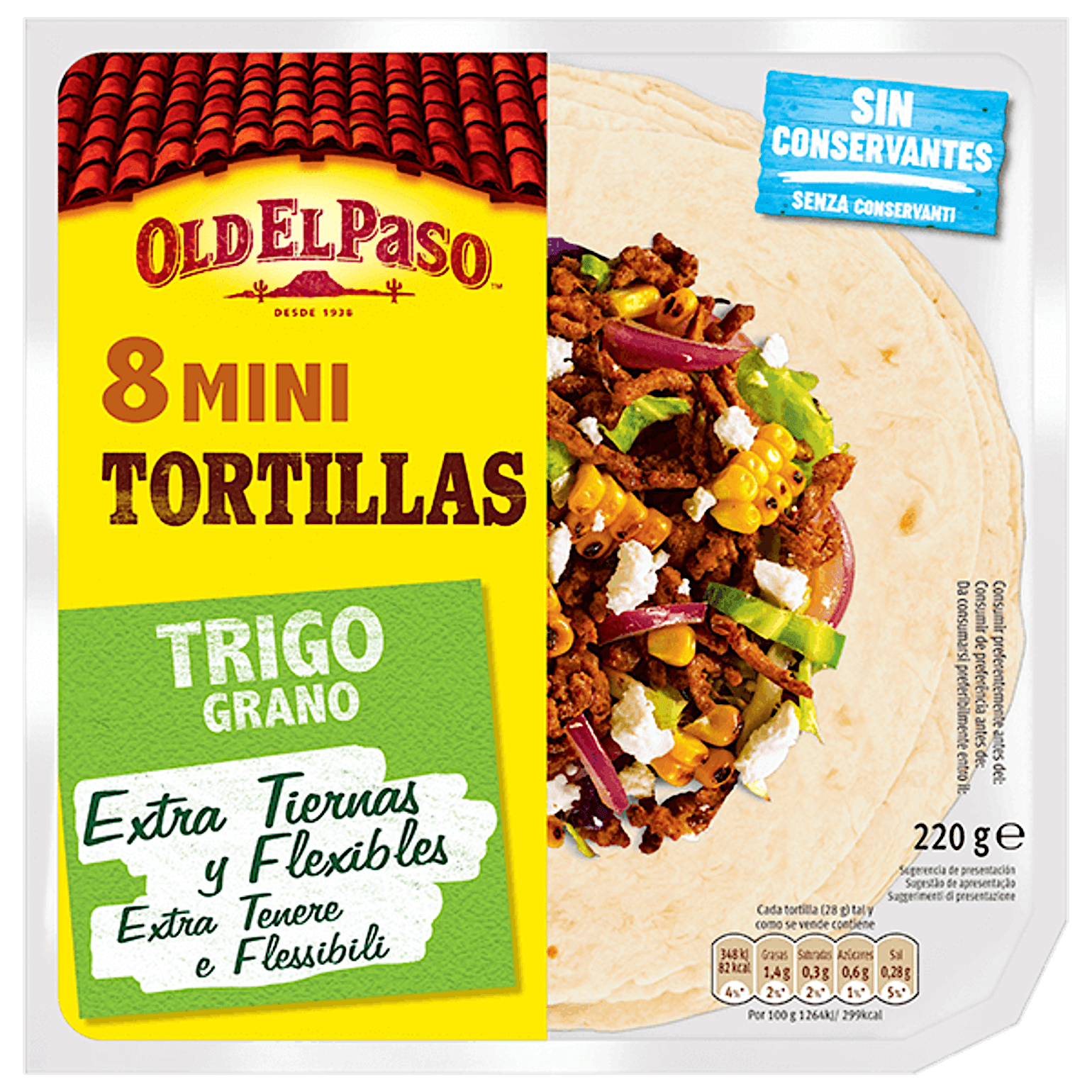 una confezione di mini tortillas Old El Paso 8, 220 g